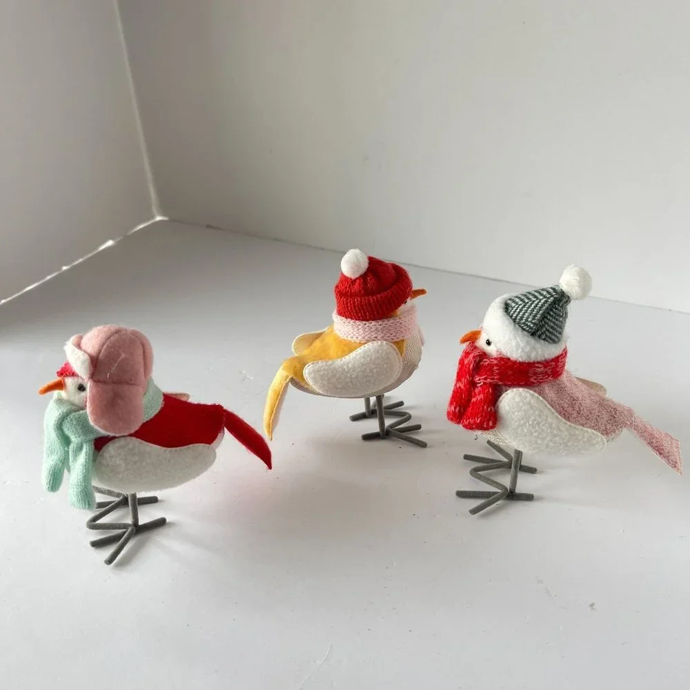 Target Wondershop 2021 Featherly Friends Birds Fabric‎ Christmas Figurines 3pcs - Picture 5 of 5